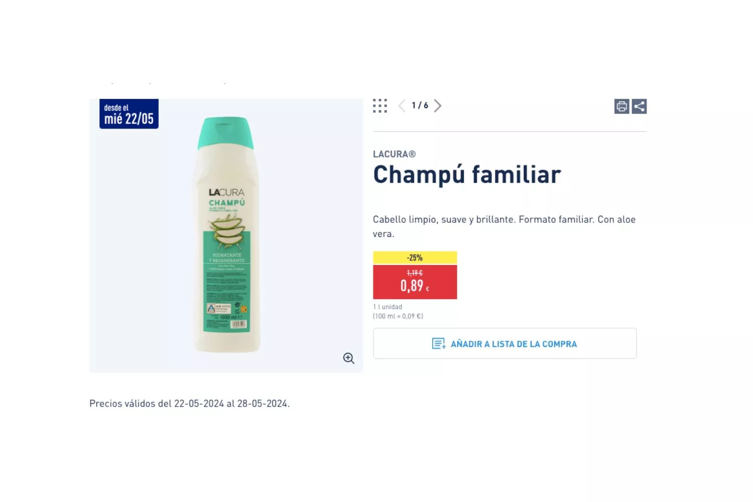 Champú Familiar de Aldi con aloe vera / ALDI Champú Familiar de Aldi con aloe vera / ALDI