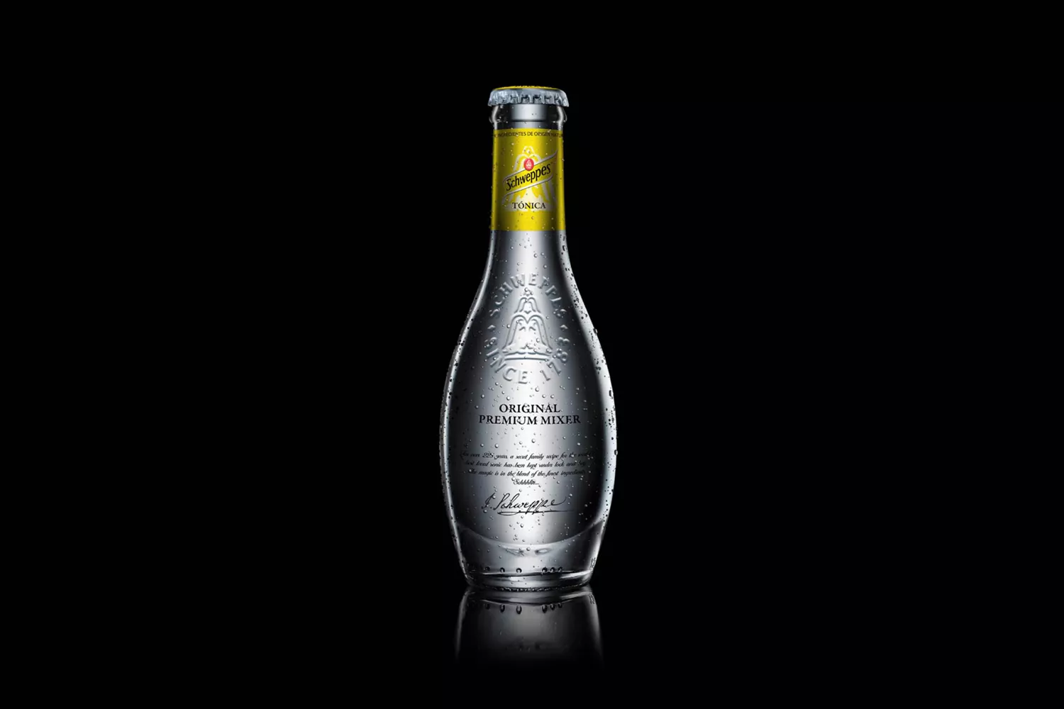 Una botella de tónica Schweppes MORILLAS Una botella de tónica Schweppes MORILLAS