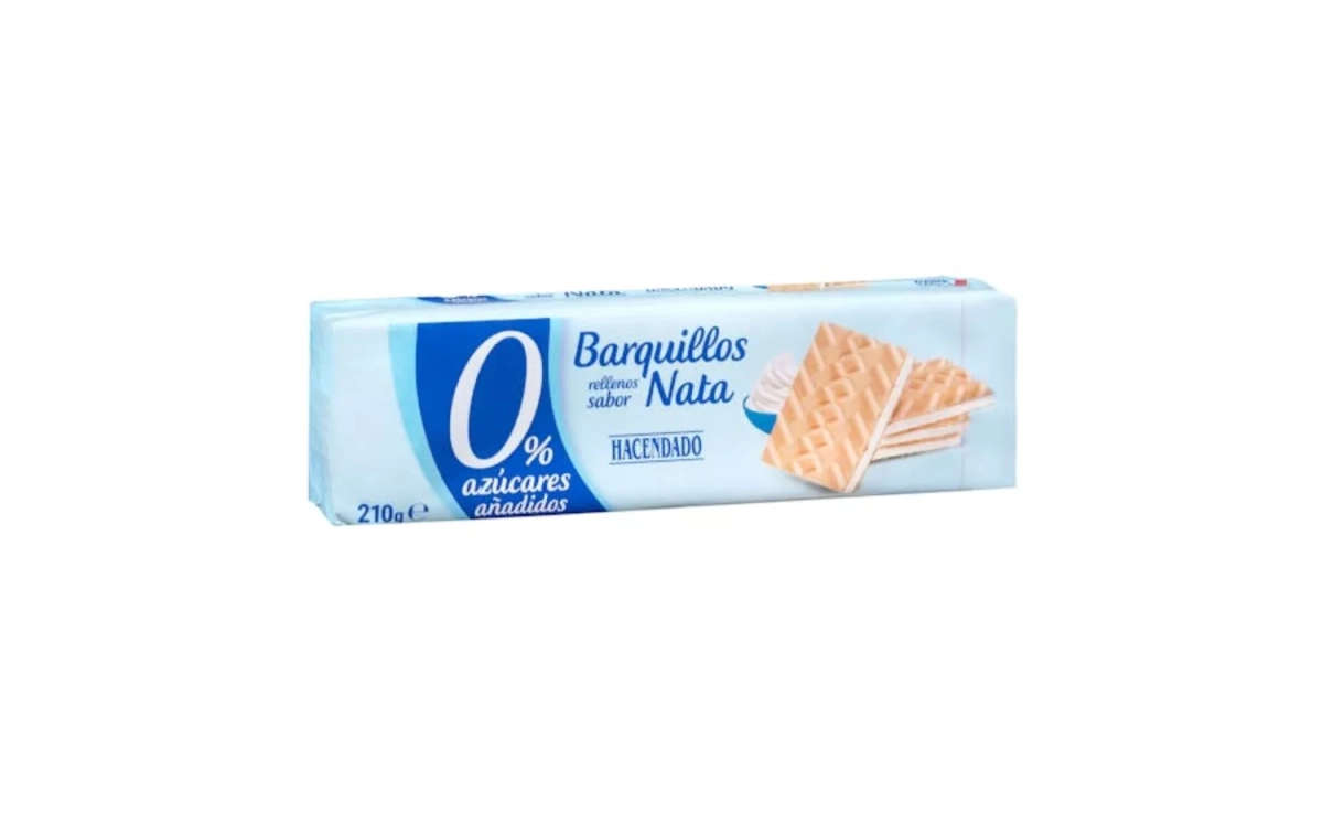 Barquillos rellenos de nata Hacendado 0% azúcares añadidos MERCADONA