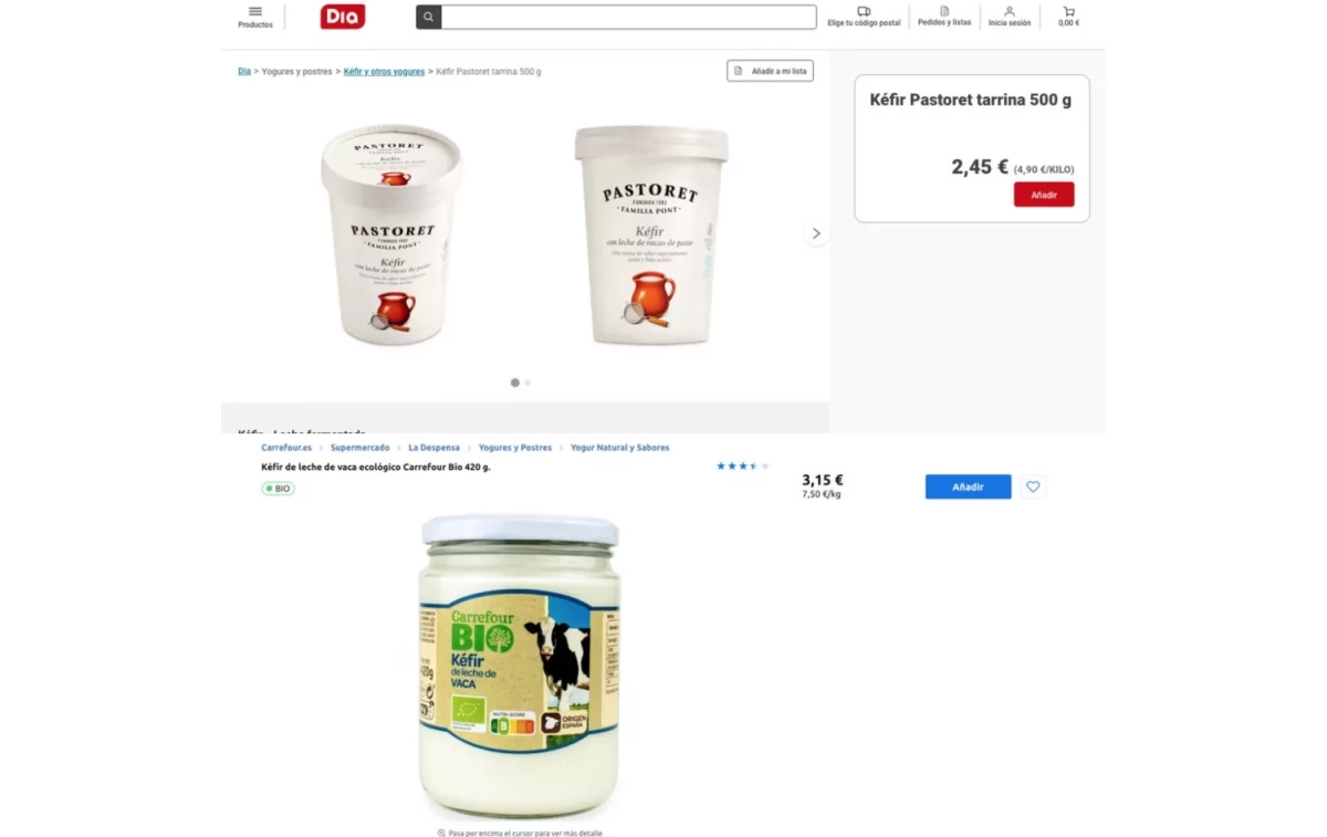 El kéfir de Dia y Carrefour CG El kéfir de Dia y Carrefour CG