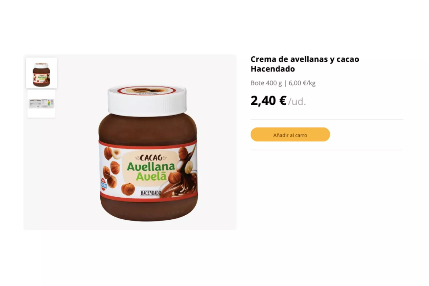 Crema de avellanas y cacao Hacendado / MERCADONA Crema de avellanas y cacao Hacendado / MERCADONA