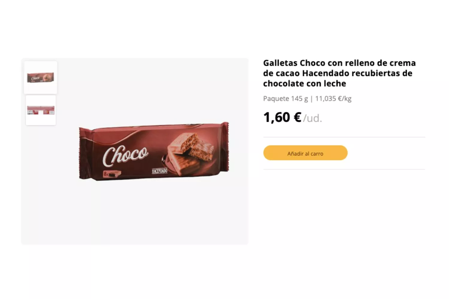 Galletas de chocolate de la marca Hacendado / MERCADONA