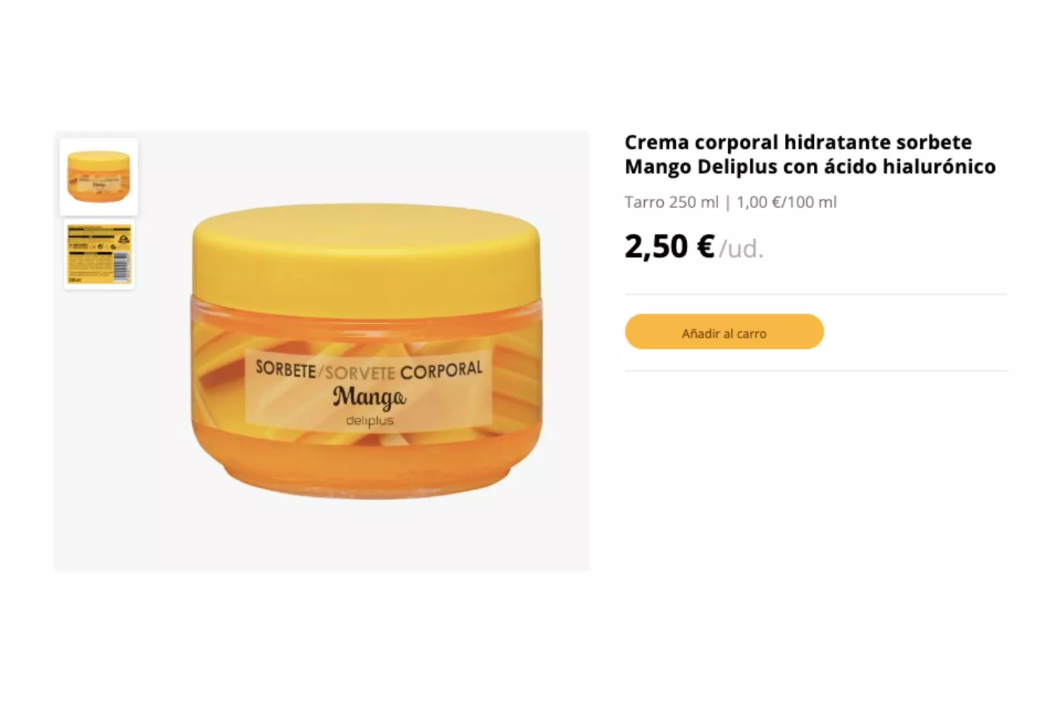 Crema corporal de Mercadona sorbete de Mango / MERCADONA Crema corporal de Mercadona sorbete de Mango / MERCADONA