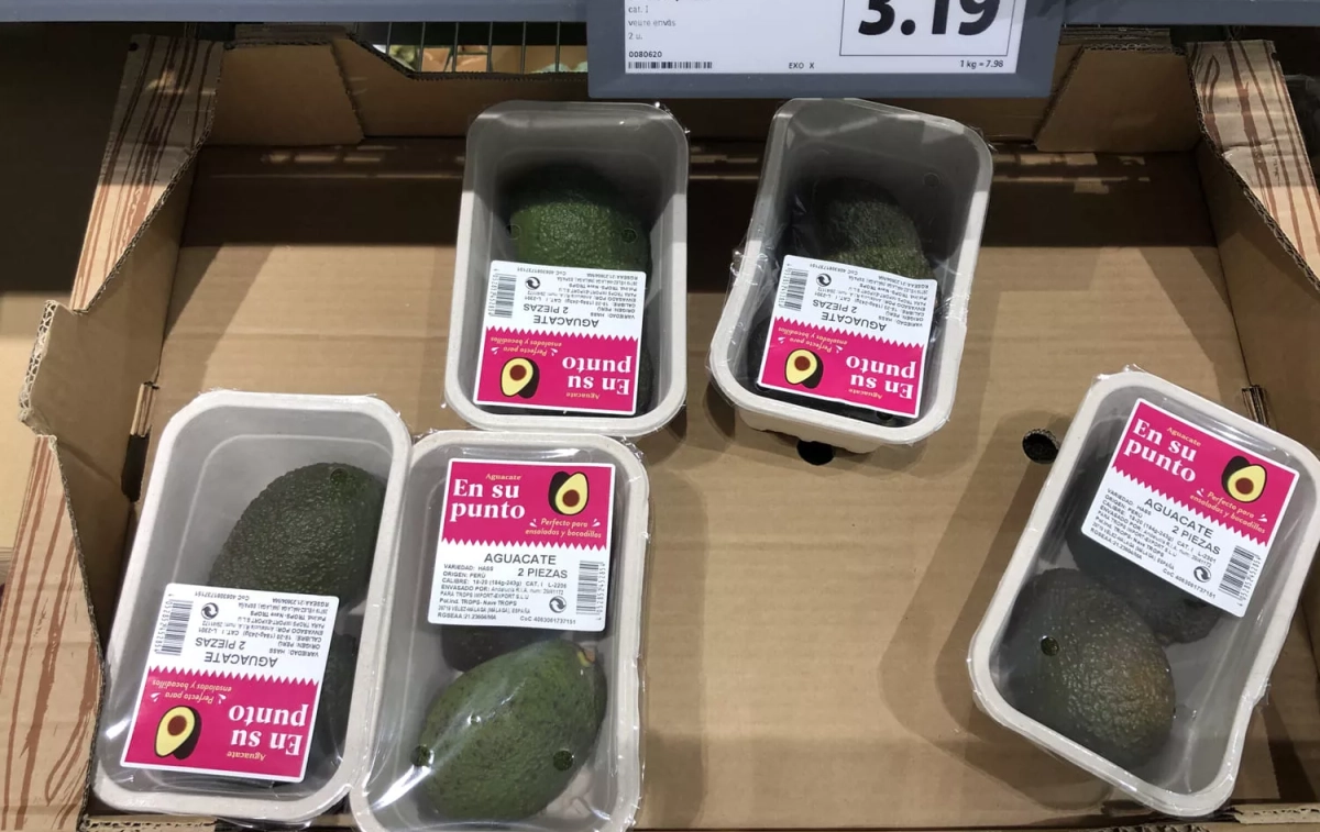Los aguacates en bandejas de plástico / TC Los aguacates en bandejas de plástico / TC