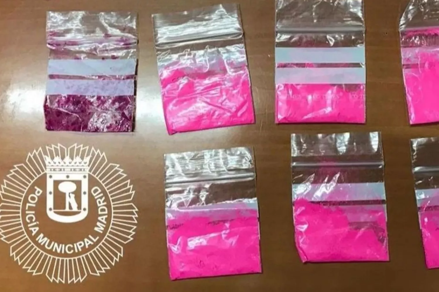 Un alijo de cocaína rosa, una de las nuevas drogas que circulan por Europa / POLICÍA MUNICIPAL DE MADRID