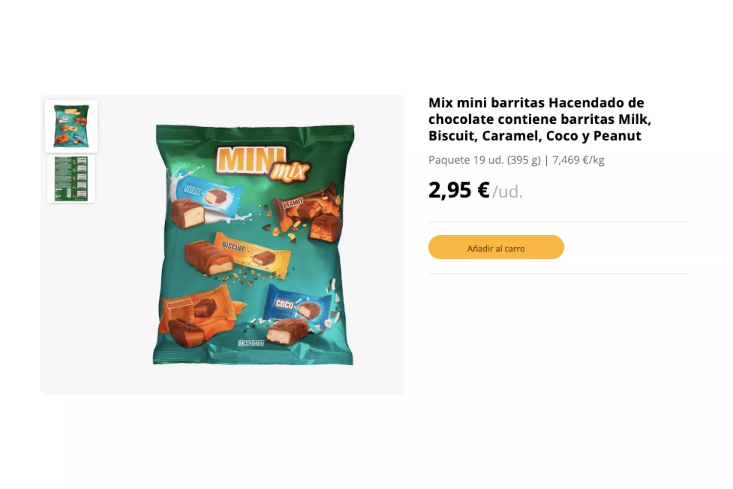 Mini barritas de chocolate de Hacendado / MERCADONA