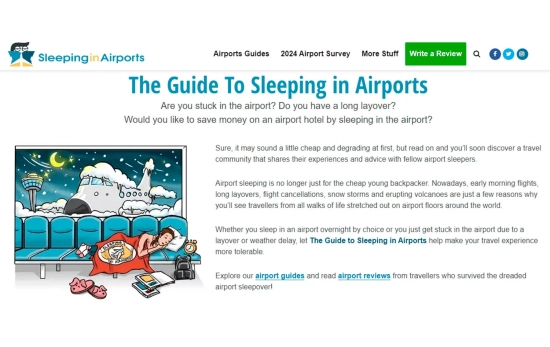 Aspecto de la web / SLEEPINGAIRPORTS.NET