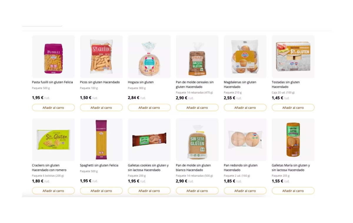 Productos sin gluten MERCADONA Productos sin gluten MERCADONA