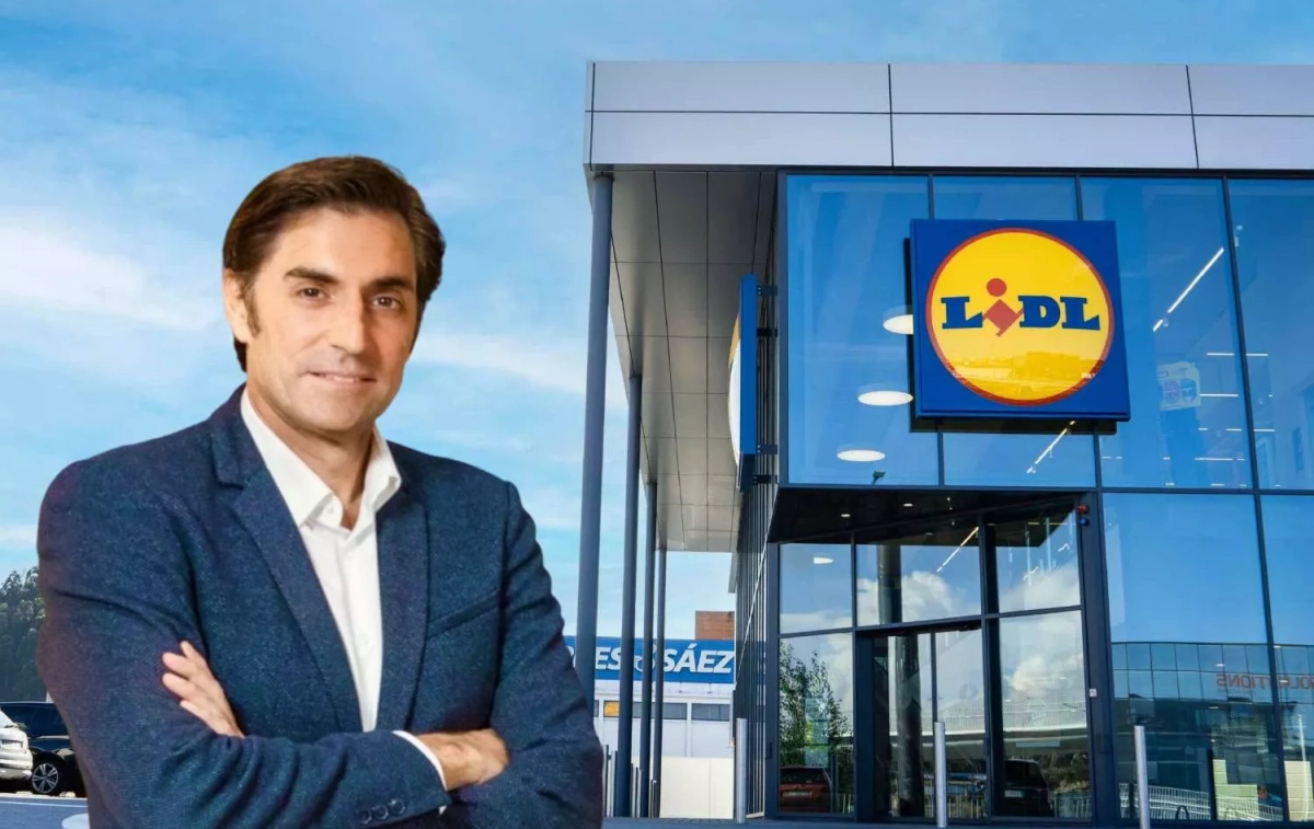 Un supermercado de Lidl junto a Carlos González-Vilardell, director comercial y de compras de la multinacional en España / FOTOMONTAJE CG Un supermercado de Lidl junto a Carlos González-Vilardell, director comercial y de compras de la multinacional en España / FOTOMONTAJE CG