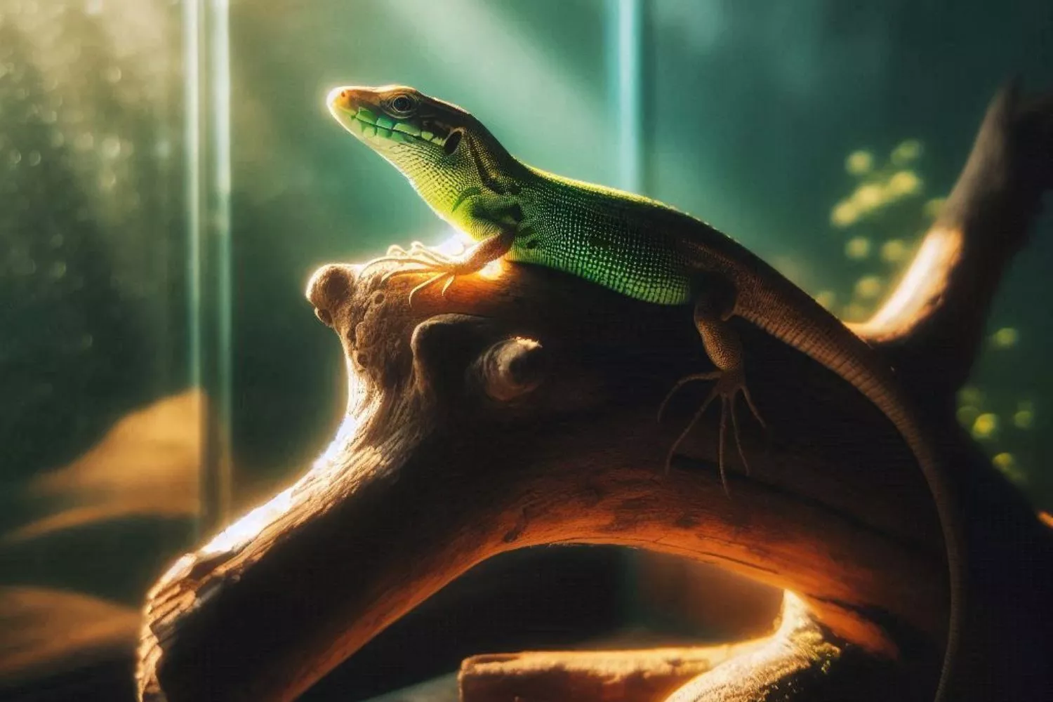 Una lagartija dentro de un acuario / COPILOT Una lagartija dentro de un acuario / COPILOT