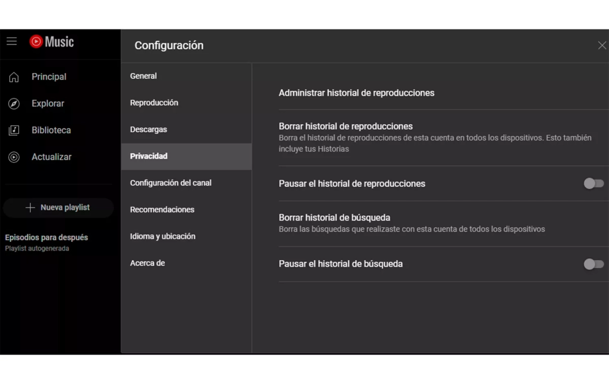 Apartado de privacidad de Youtube Music / YOUTUBE MUSIC Apartado de privacidad de Youtube Music / YOUTUBE MUSIC