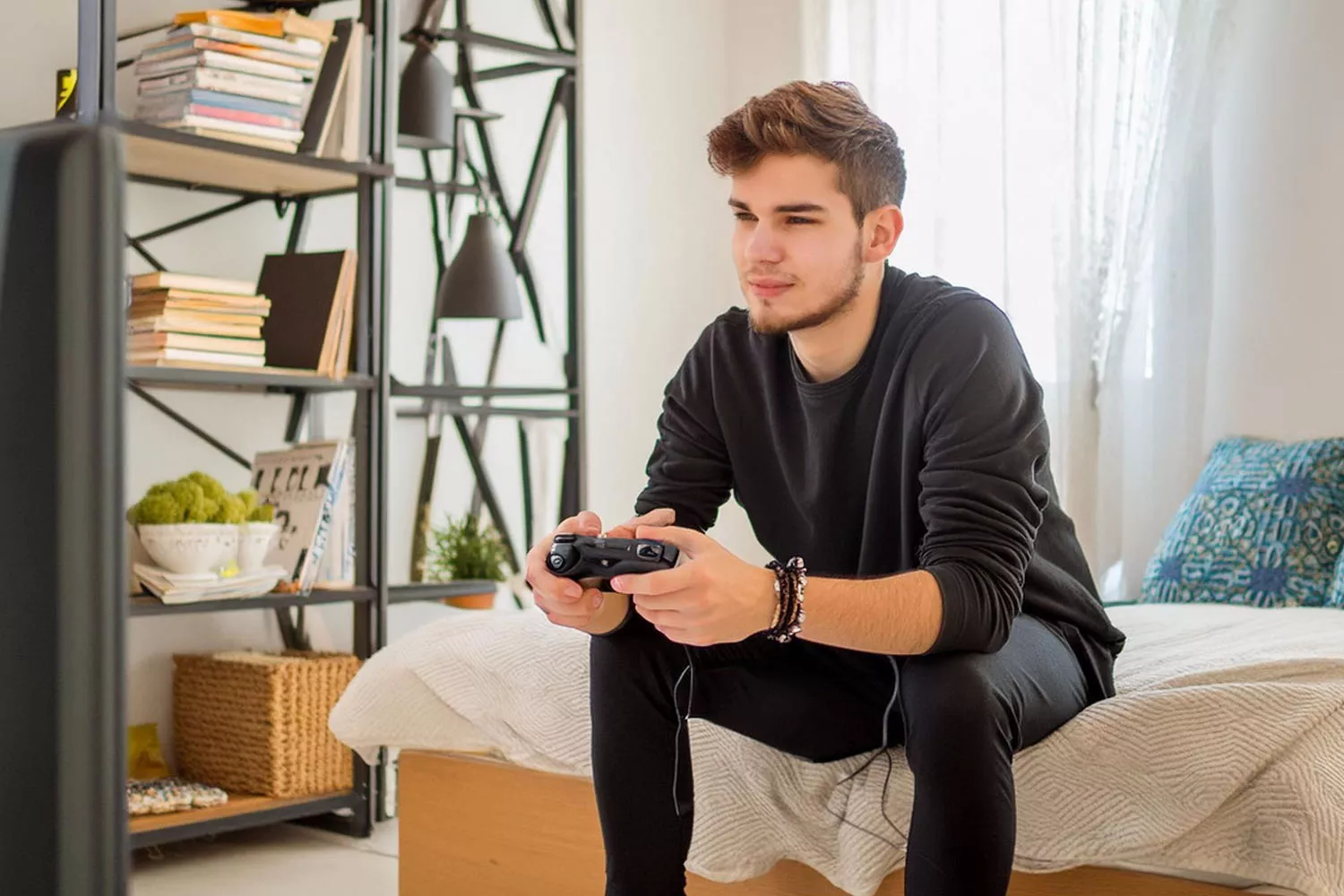 Un joven aficionado a los videojuegos Imagen generada por Laura Soriano con IA Firefly EP