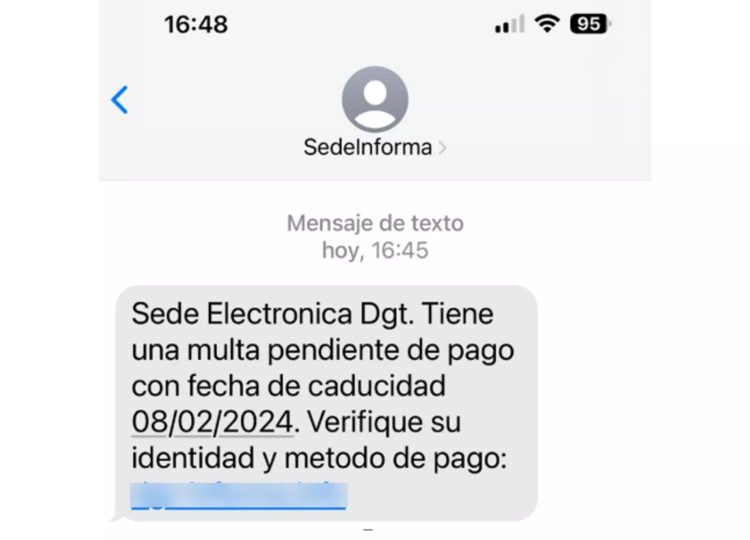 Mensaje de la estafa de la DGT / INCIBE Mensaje de la estafa de la DGT / INCIBE