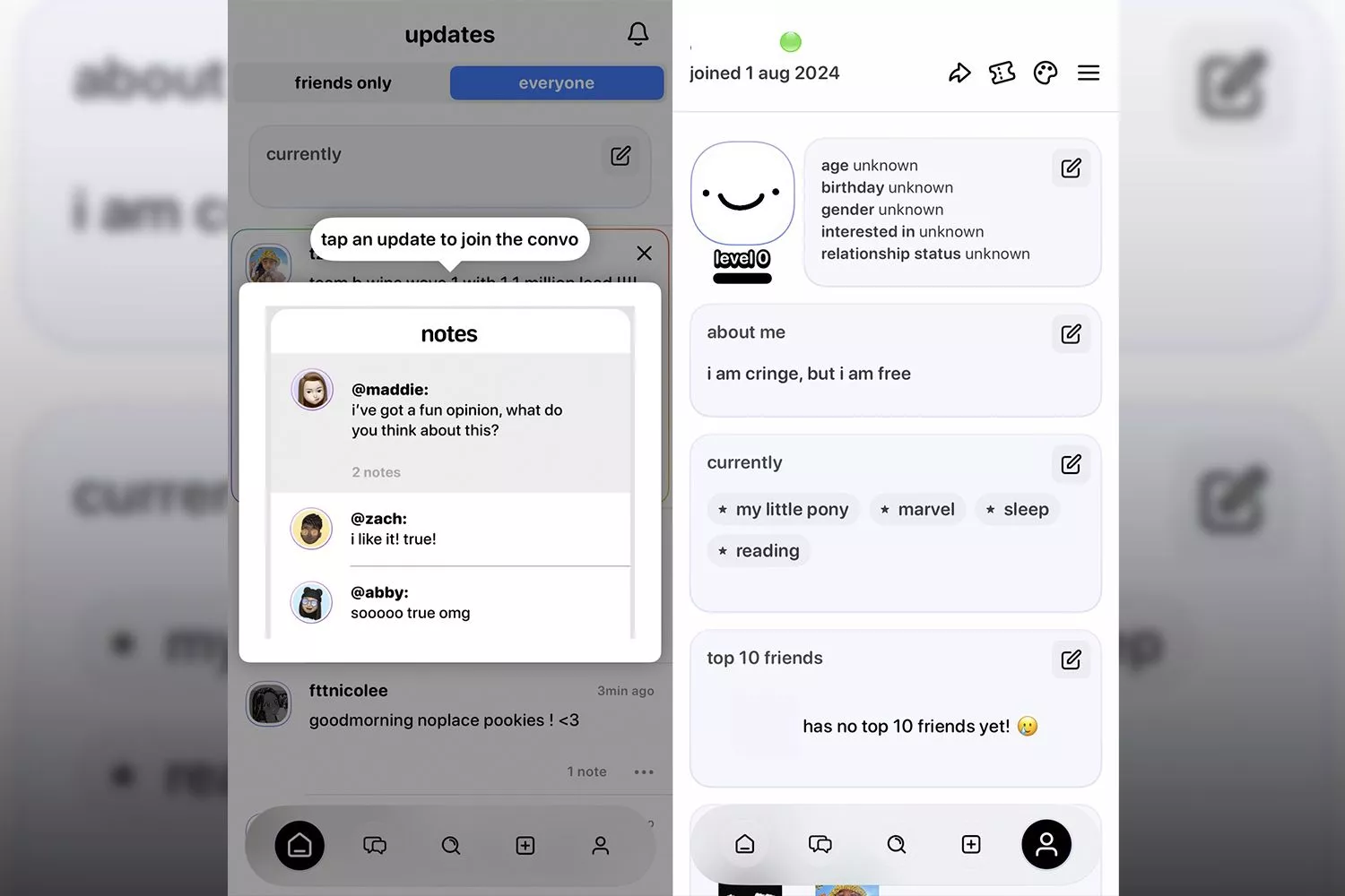 Noplace, chats y perfil / CG Noplace, chats y perfil / CG