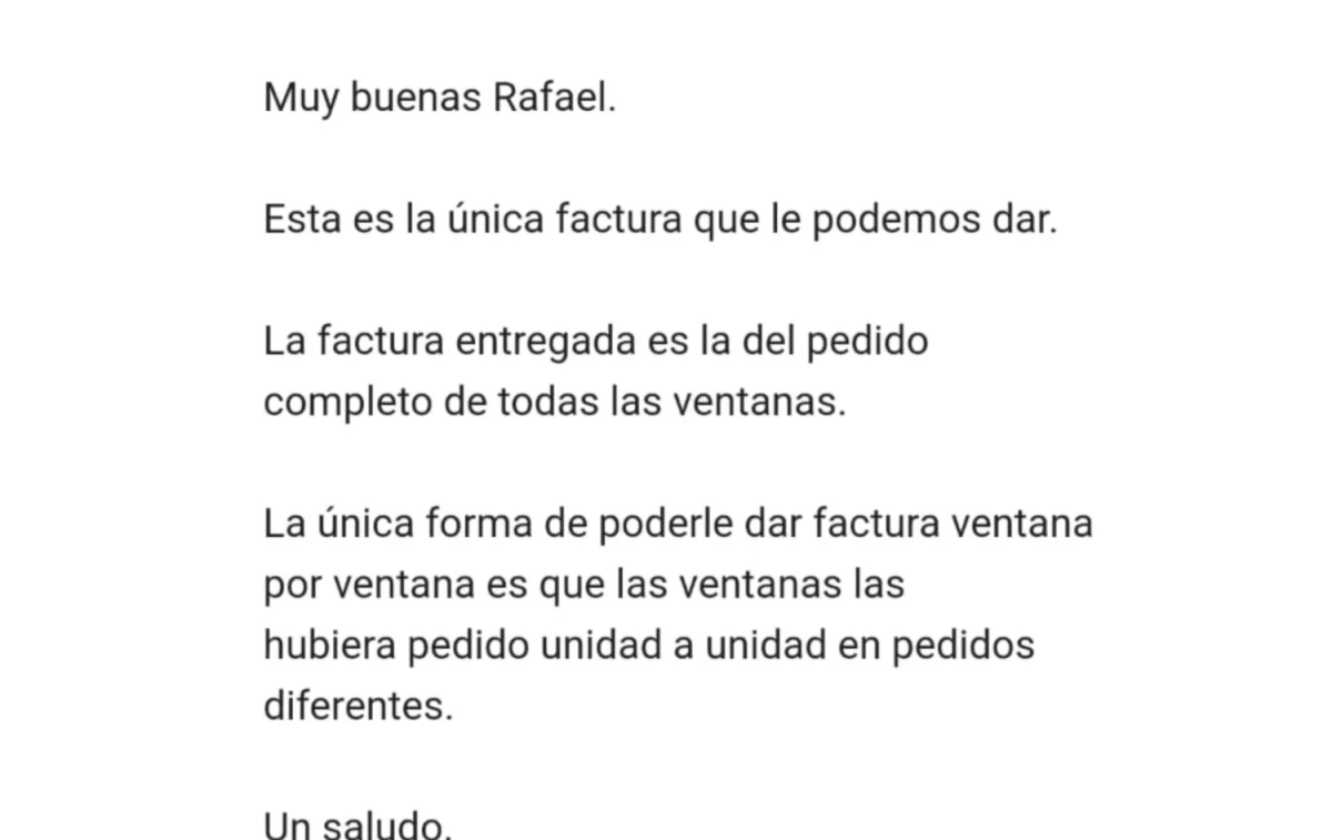 El mensaje de Leroy Merlin a Rafael Perea CEDIDA El mensaje de Leroy Merlin a Rafael Perea CEDIDA