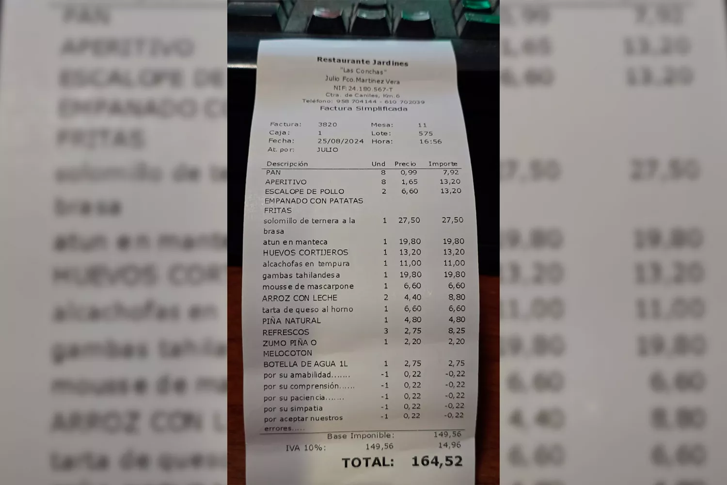 Ticket descuento restaurante Jardines Las Conchas