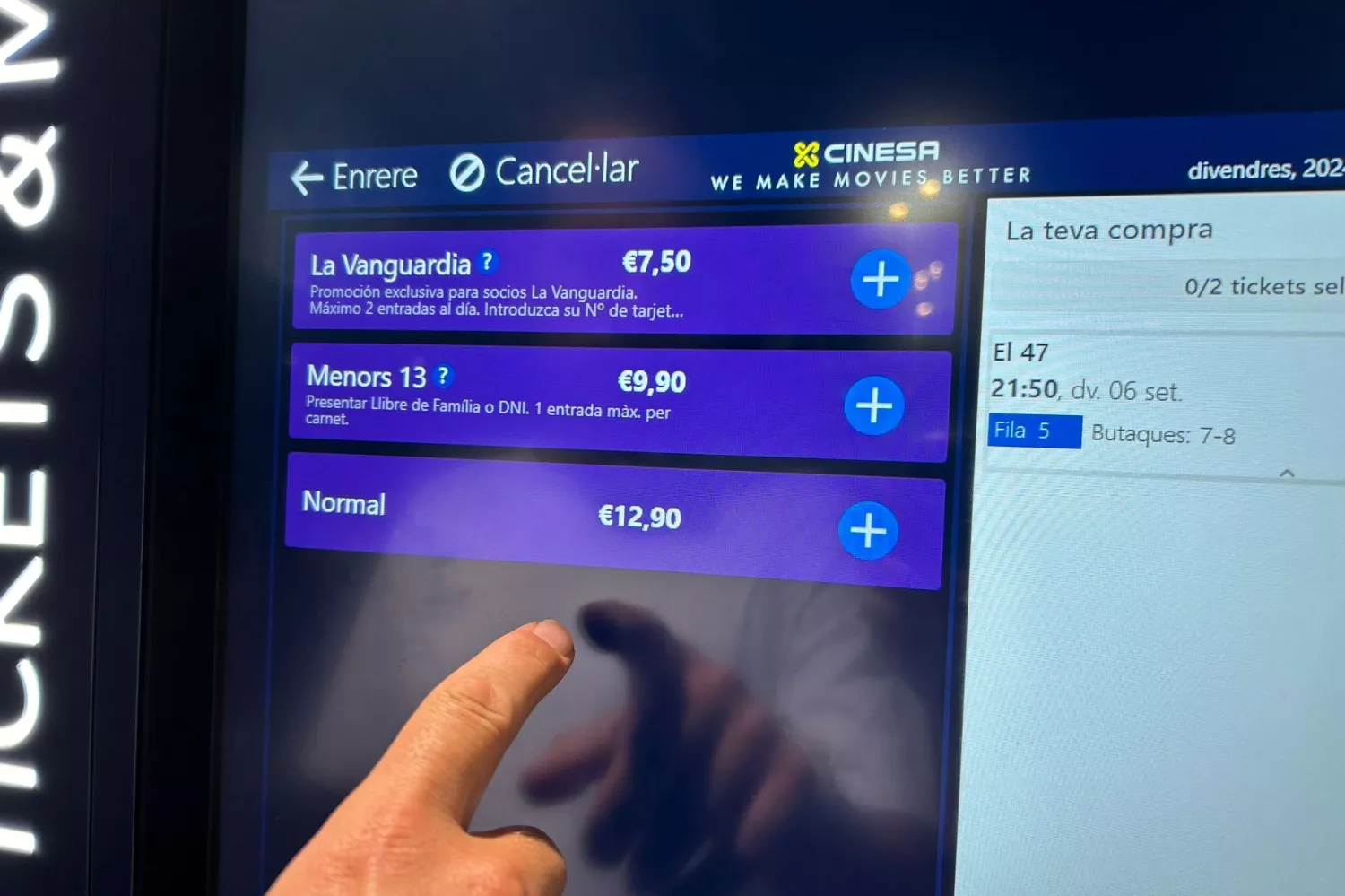 El precio de la entrada (12,90 euros) para ver una película en Cinesa / CG
