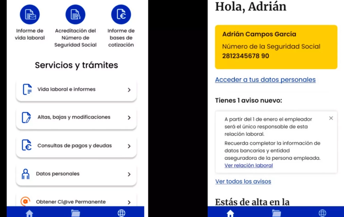 Aspecto de la aplicación IMPORTASS SEGURIDAD SOCIAL / GOOGLE PLAY Aspecto de la aplicación IMPORTASS SEGURIDAD SOCIAL / GOOGLE PLAY