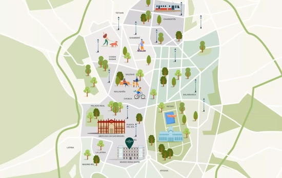 Mapa con los restaurantes del Grupo Arzábal en Madrid / GA Mapa con los restaurantes del Grupo Arzábal en Madrid / GA