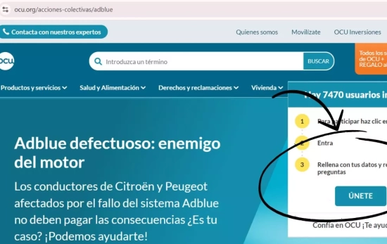 Unirse a la acción de la OCU de ayuda para afectados de Adblue/ ocu.org Unirse a la acción de la OCU de ayuda para afectados de Adblue/ ocu.org