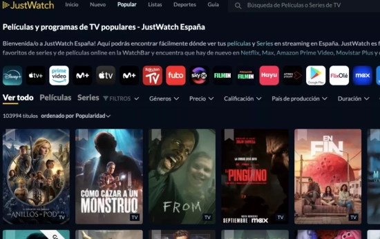 Plataforma JustWatch / JUSTWATCH Plataforma JustWatch / JUSTWATCH