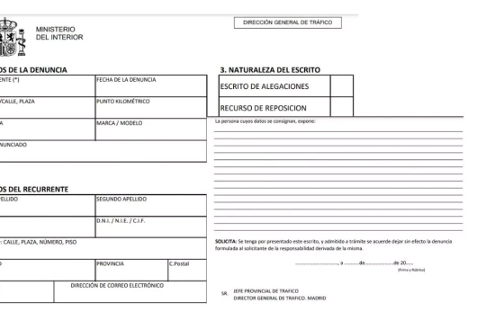 Formulario para alegaciones por multa de Tráfico/ sede.dgt.gob.es Formulario para alegaciones por multa de Tráfico/ sede.dgt.gob.es