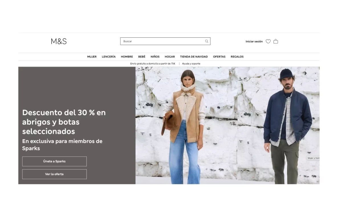 La página web de Marks&Spencer CAPTURA La página web de Marks&Spencer CAPTURA