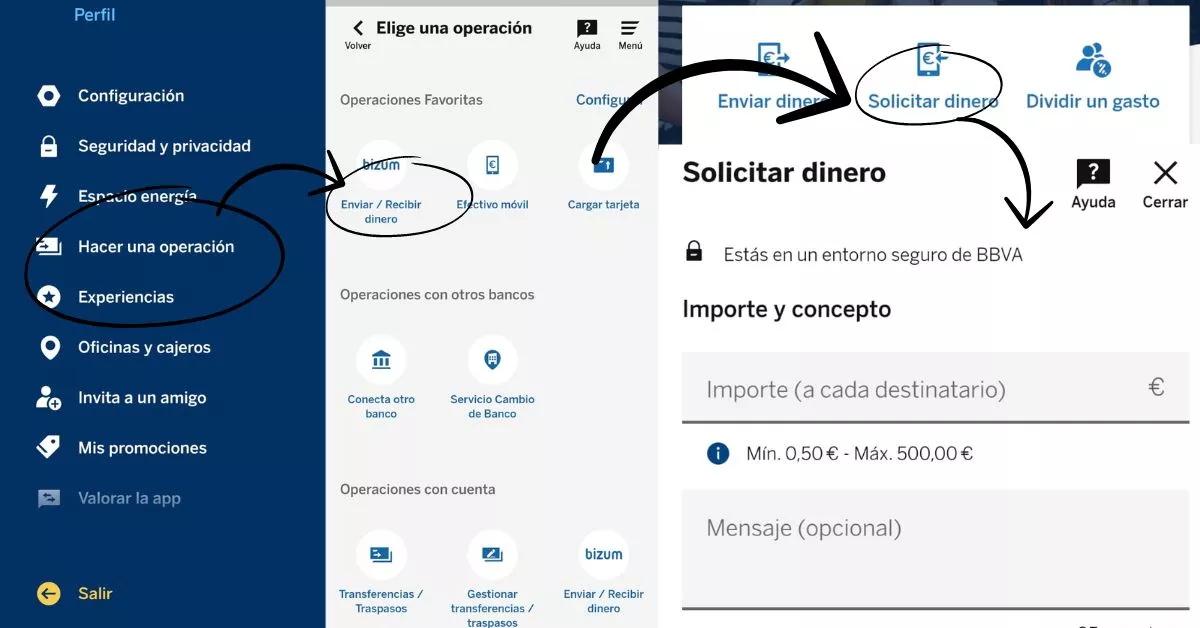 Pasos para solicitar un Bizum a través de la app de tu banco Pasos para solicitar un Bizum a través de la app de tu banco