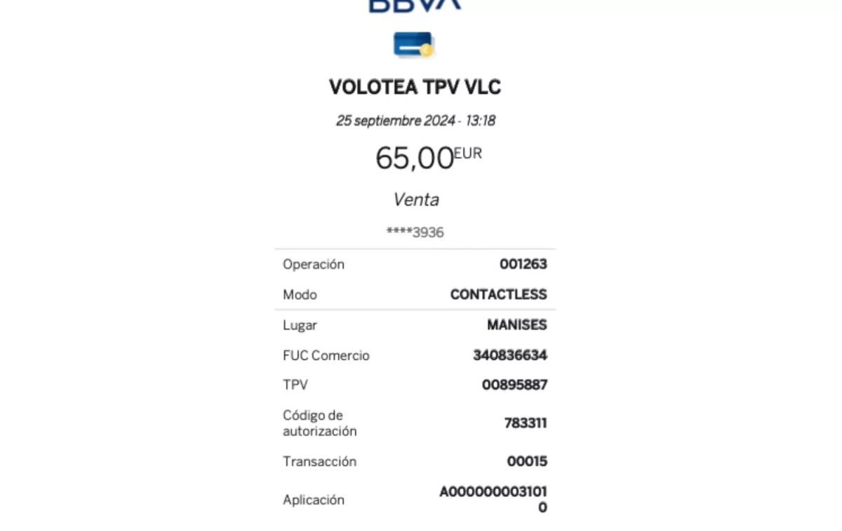 El justificante de pago CEDIDO El justificante de pago CEDIDO