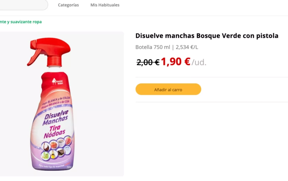 El disuelve manchas de Bosque Verde MERCADONA El disuelve manchas de Bosque Verde MERCADONA