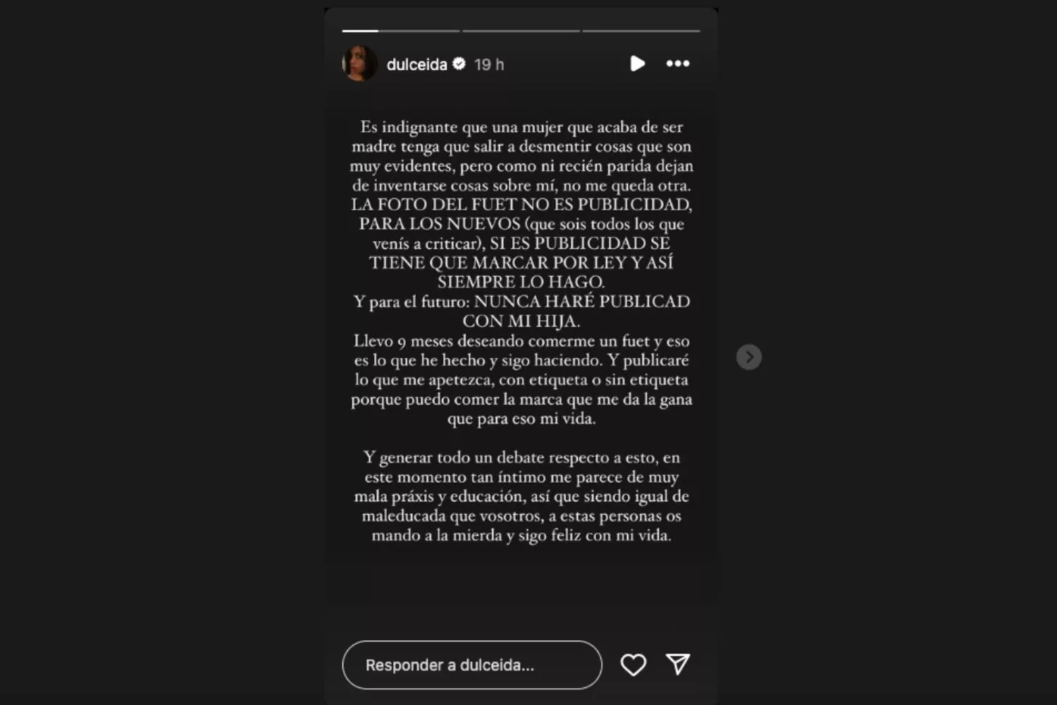 Comunicado de Dulceida a través de Instagram / INSTAGRAM Comunicado de Dulceida a través de Instagram / INSTAGRAM