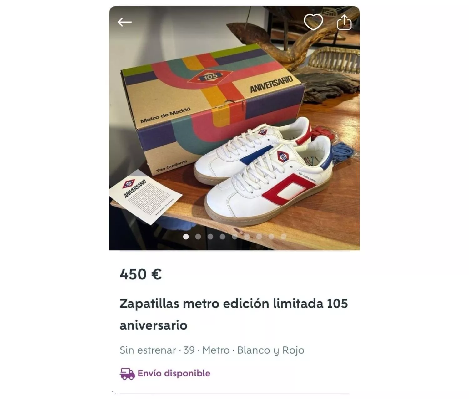 Zapatillas conmemorativas de Metro de Madrid a la venta en Wallapop / EP Zapatillas conmemorativas de Metro de Madrid a la venta en Wallapop / EP