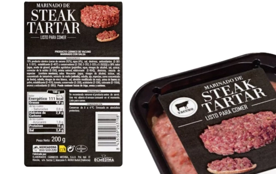 Valores nutricionales del 'steak tartar' de Mercadona/ MERCADONA.COM Valores nutricionales del 'steak tartar' de Mercadona/ MERCADONA.COM