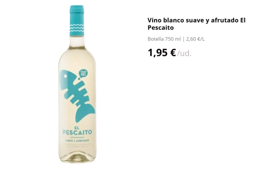 El Pescaito (embotellado por Vicente Gandia)/ Mercadona.es El Pescaito (embotellado por Vicente Gandia)/ Mercadona.es