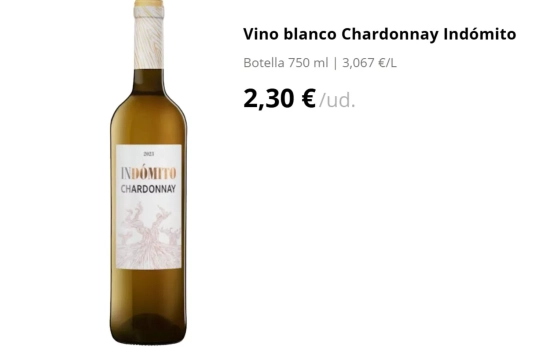 Chardonnay Indómito (Virgen de las Viñas)/ Mercadona.es Chardonnay Indómito (Virgen de las Viñas)/ Mercadona.es