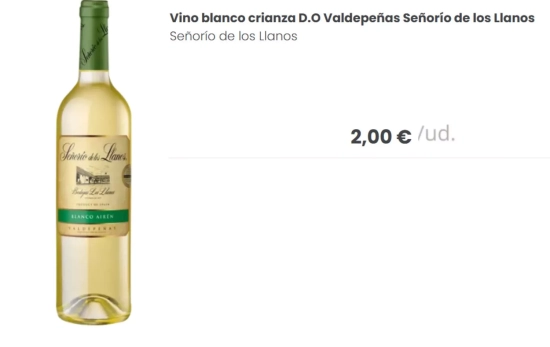 Vino blanco crianza D.O Valdepeñas Señorío de los Llanos/ Mercadona.es Vino blanco crianza D.O Valdepeñas Señorío de los Llanos/ Mercadona.es