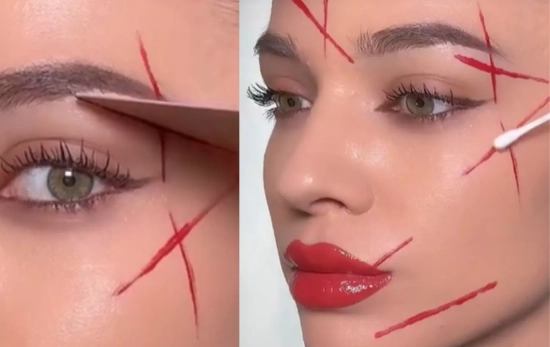El truco de maquillar cortes y heridas con tarjeta de crédito/ @annamakeup_artist (Tik Tok) El truco de maquillar cortes y heridas con tarjeta de crédito/ @annamakeup_artist (Tik Tok)