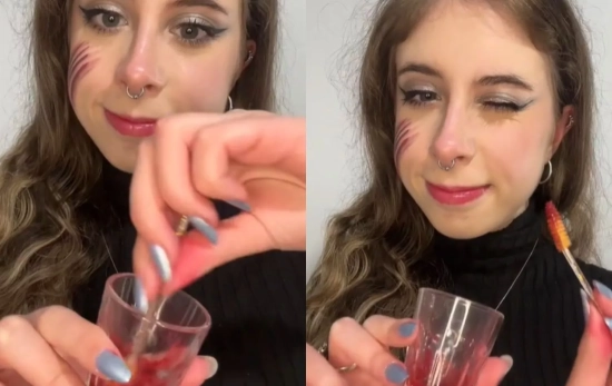Sangre falsa en casa con colorete, sérum y máscara de pestañas/ @tristestoy (Tik Tok) Sangre falsa en casa con colorete, sérum y máscara de pestañas/ @tristestoy (Tik Tok)