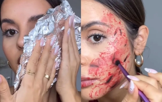 Maquillaje con papel de plata arrugado en 3 minutos / @nataliaosona (IG) Maquillaje con papel de plata arrugado en 3 minutos / @nataliaosona (IG)