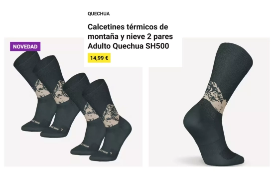 Calcetines térmicos de montaña y nieve 2 pares Adulto Quechua SH500/ DECATHLON.ES Calcetines térmicos de montaña y nieve 2 pares Adulto Quechua SH500/ DECATHLON.ES