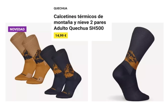 Calcetines térmicos de montaña y nieve 2 pares Adulto Quechua SH500/ DECATHLON.ES Calcetines térmicos de montaña y nieve 2 pares Adulto Quechua SH500/ DECATHLON.ES