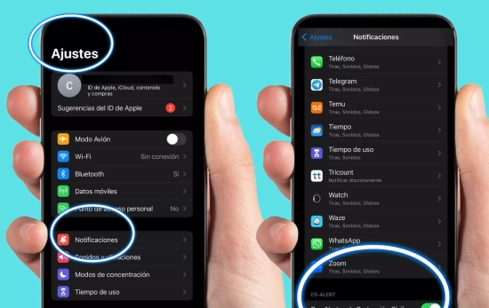 Cómo activar las alertas de emergencia ES-Alert en iOS paso a paso/ Montaje CG Cómo activar las alertas de emergencia ES-Alert en iOS paso a paso/ Montaje CG