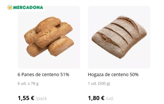 Pan de centeno de Mercadona 51% y 50%/ MERCADONA.ES Pan de centeno de Mercadona 51% y 50%/ MERCADONA.ES