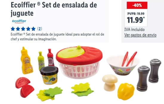 Ecoiffier ® Set de ensalada de juguete ideal para adoptar el rol de chef por 11,99 euros/ LIDL.ES Ecoiffier ® Set de ensalada de juguete ideal para adoptar el rol de chef por 11,99 euros/ LIDL.ES