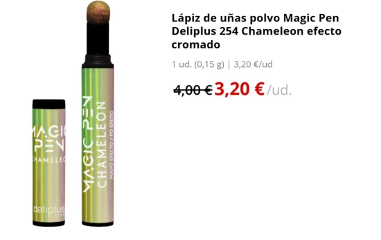Lápiz de uñas polvo Magic Pen Deliplus 254 Chameleon efecto cromado/ MERCADONA.ES Lápiz de uñas polvo Magic Pen Deliplus 254 Chameleon efecto cromado/ MERCADONA.ES