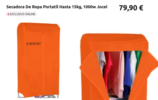 Secadora De Ropa Portatil Hasta 15kg, 1000w Jocel/ CARREFOUR.ES Secadora De Ropa Portatil Hasta 15kg, 1000w Jocel/ CARREFOUR.ES