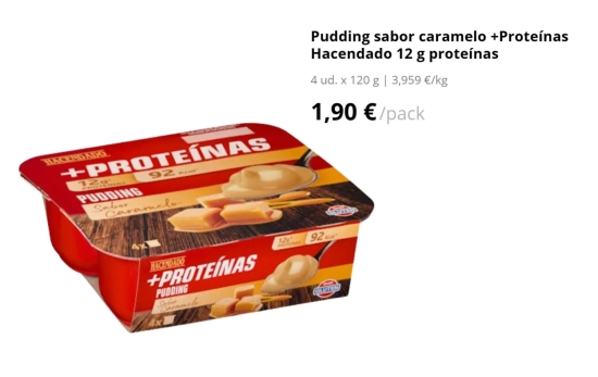 Pudding sabor caramelo +Proteínas, 1,90 euros/ MERCADONA.ES Pudding sabor caramelo +Proteínas, 1,90 euros/ MERCADONA.ES