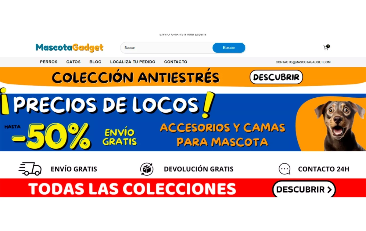 Aspecto de la web MascotaGadget / CG Aspecto de la web MascotaGadget / CG