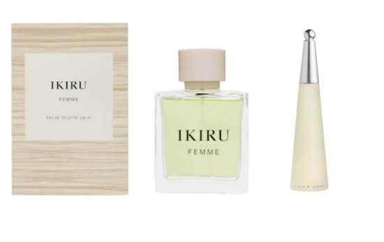 Ikiru (9 €) /L'Eau d'Issey de Issey Miyake ( 52 euros)/ Montaje CG Ikiru (9 €) /L'Eau d'Issey de Issey Miyake ( 52 euros)/ Montaje CG