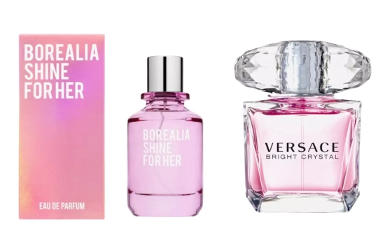Borealia Shine (11 €) /Bright Crystal de Versace (63 euros)/ Montaje CG Borealia Shine (11 €) /Bright Crystal de Versace (63 euros)/ Montaje CG
